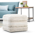 Quadratischer Boho-Pouf mit handgewebtem Muster