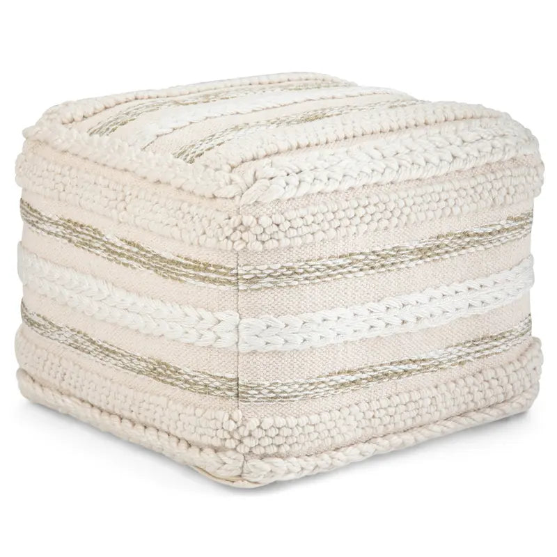 Quadratischer Boho-Pouf mit handgewebtem Muster