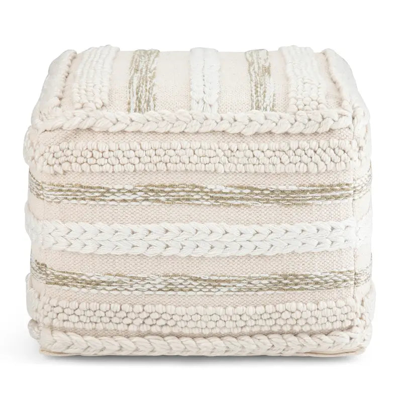 Quadratischer Boho-Pouf mit handgewebtem Muster
