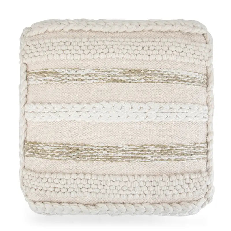Quadratischer Boho-Pouf mit handgewebtem Muster