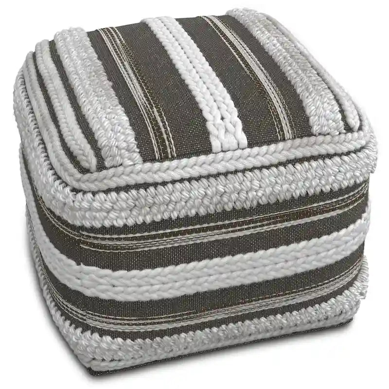 Quadratischer Boho-Pouf mit handgewebtem Muster
