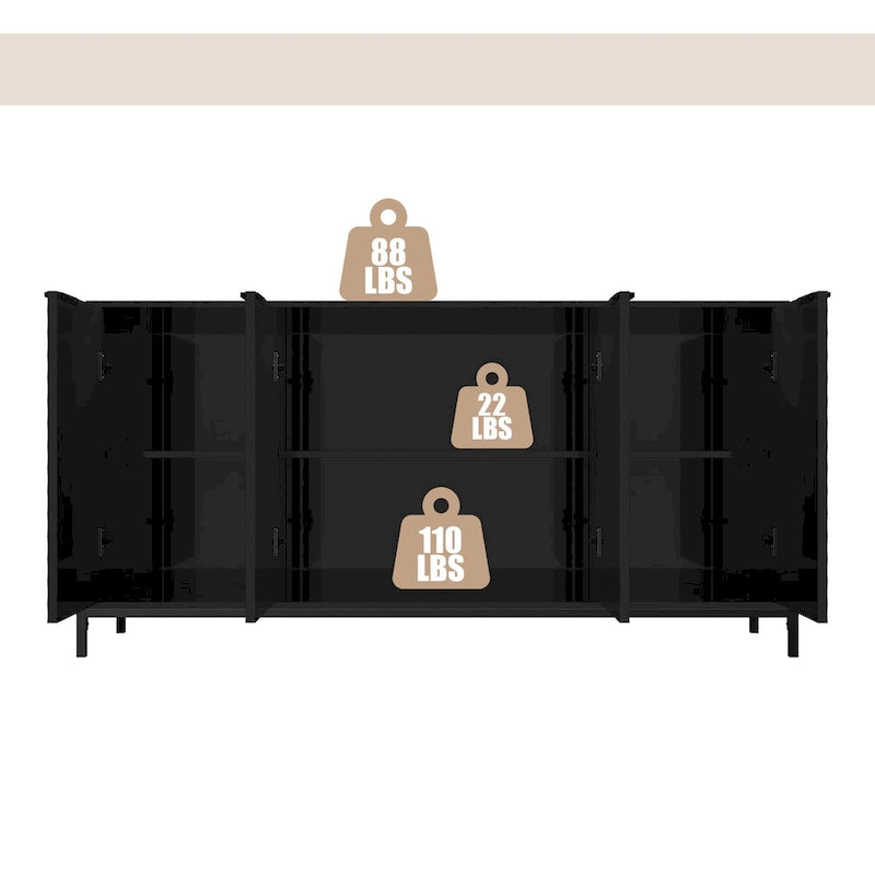 Hochglänzende Akzent-Buffets und Sideboards mit 4 Türen und Stauraum
