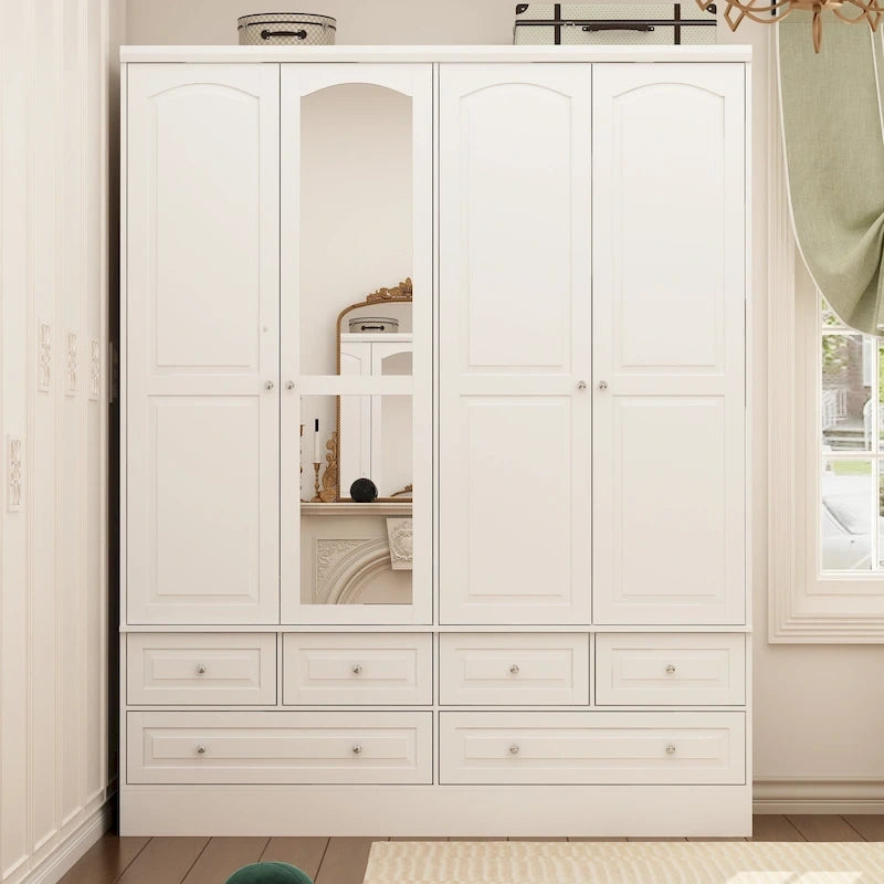 Doppelkleiderschrank mit Spiegeltüren und Stauraum