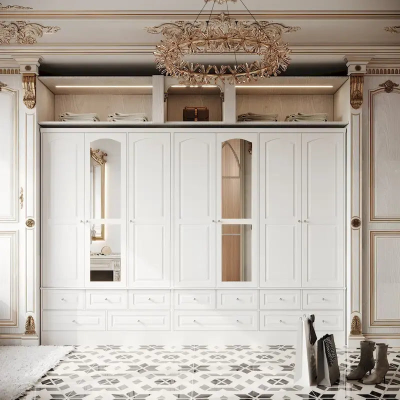 Doppelkleiderschrank mit Spiegeltüren und Stauraum