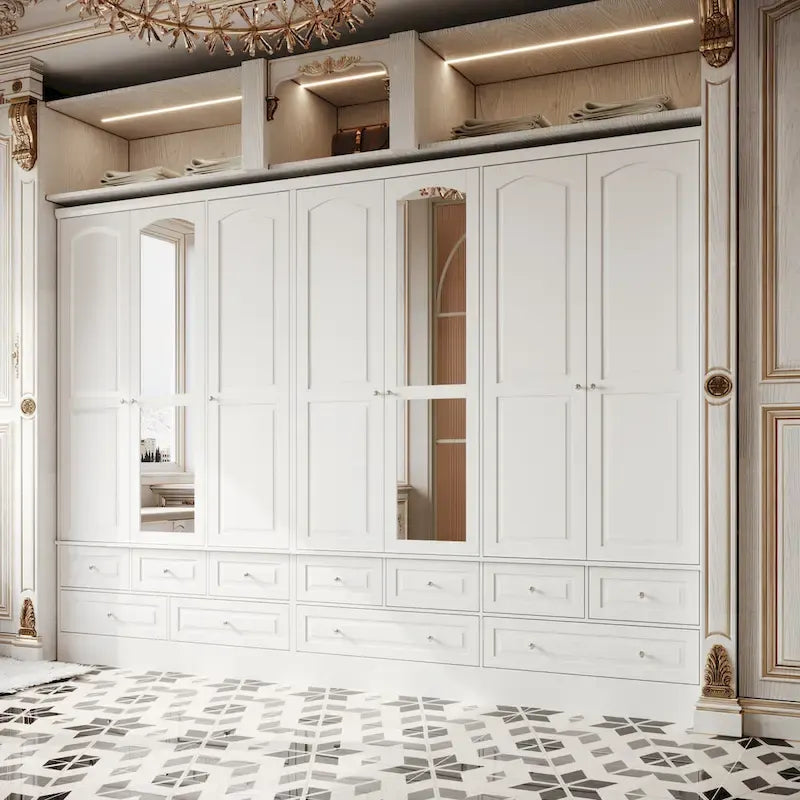Doppelkleiderschrank mit Spiegeltüren und Stauraum