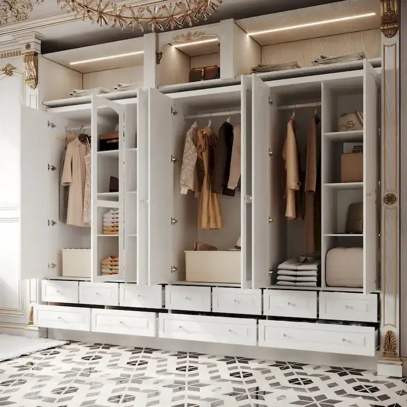 Armoire-penderie double avec miroirs en façade et rangement