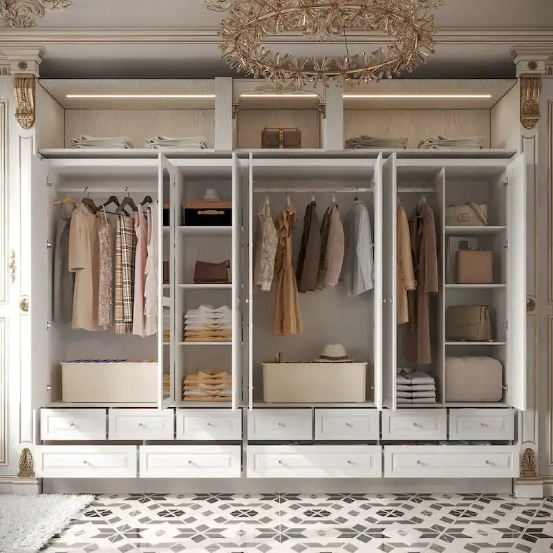 Armoire-penderie double avec miroirs en façade et rangement