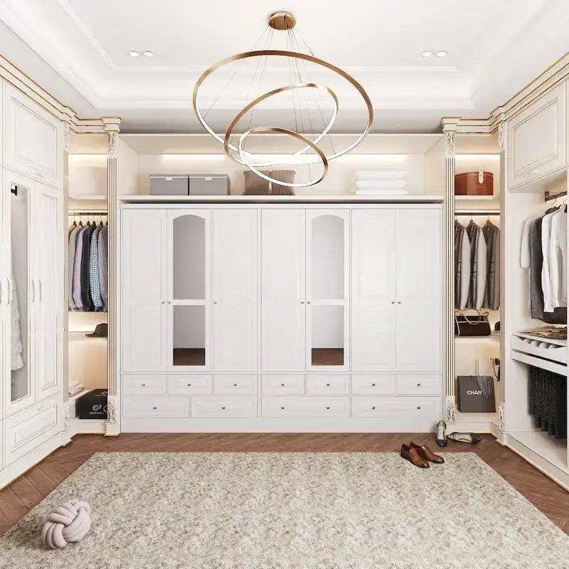 Armoire-penderie double avec miroirs en façade et rangement