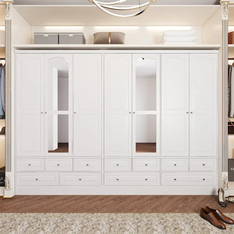 Armoire-penderie double avec miroirs en façade et rangement