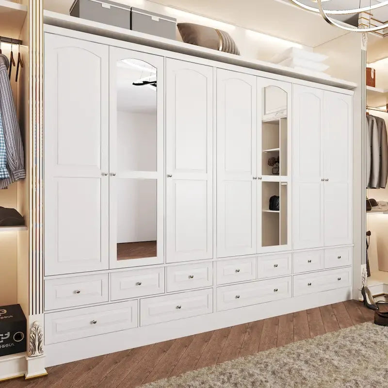 Armoire-penderie double avec miroirs en façade et rangement