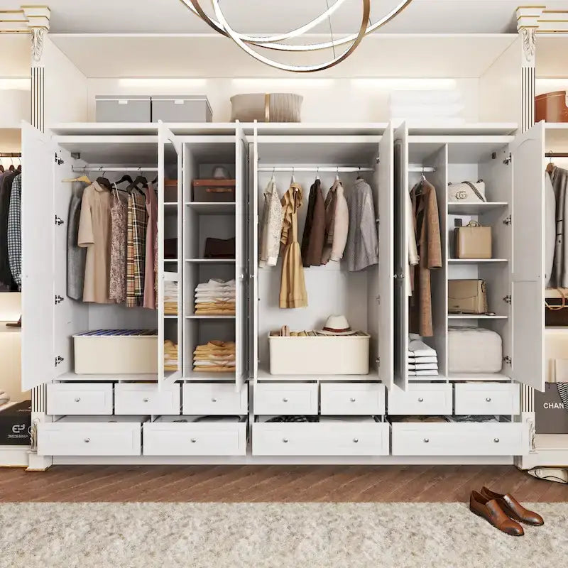 Armoire-penderie double avec miroirs en façade et rangement
