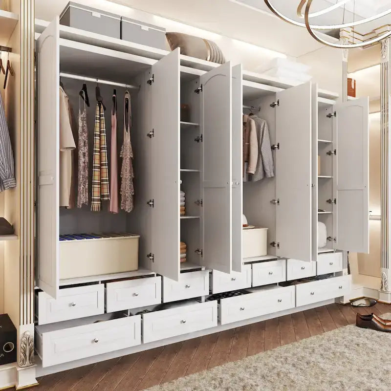Armoire-penderie double avec miroirs en façade et rangement