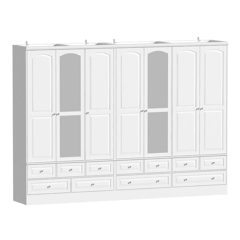 Armoire-penderie double avec miroirs en façade et rangement