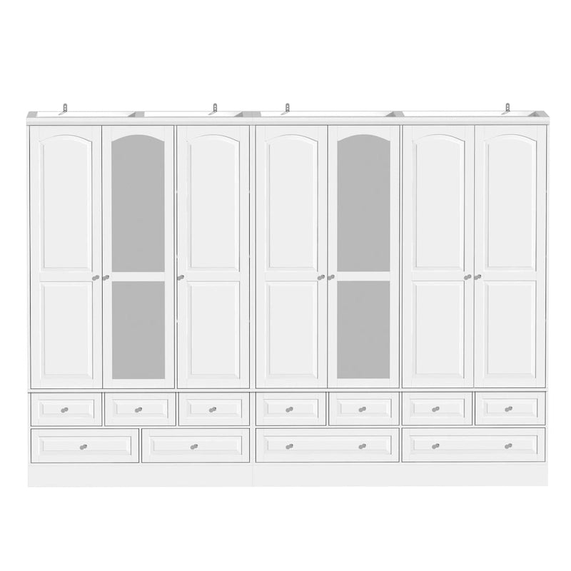 Armoire-penderie double avec miroirs en façade et rangement