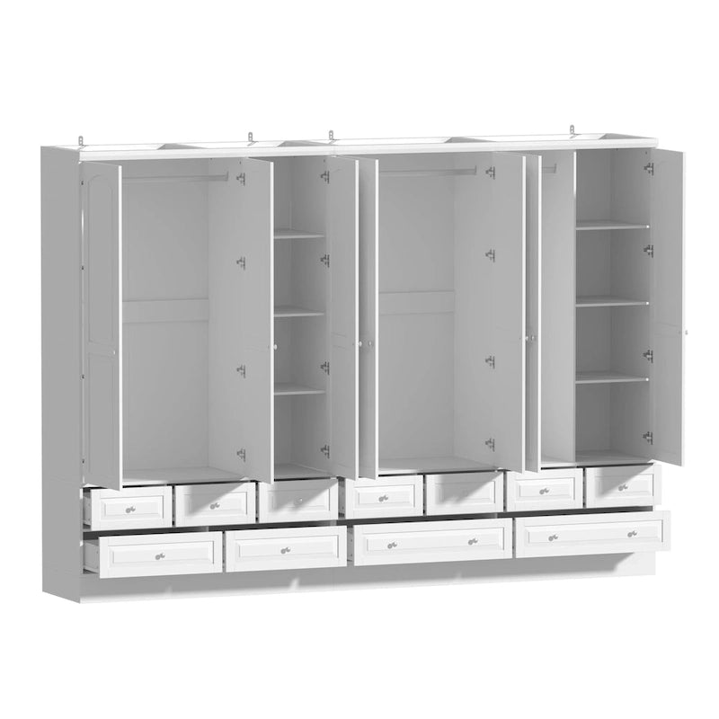 Armoire-penderie double avec miroirs en façade et rangement