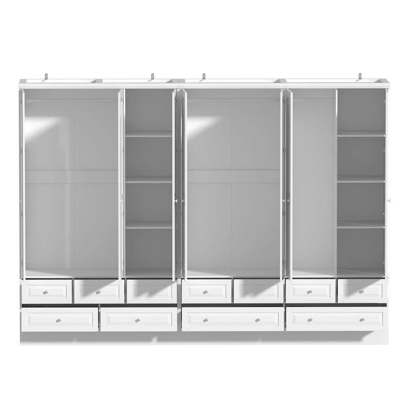 Armoire-penderie double avec miroirs en façade et rangement