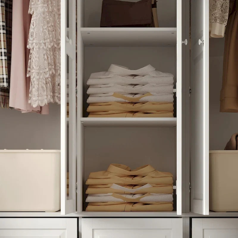 Armoire-penderie double avec miroirs en façade et rangement