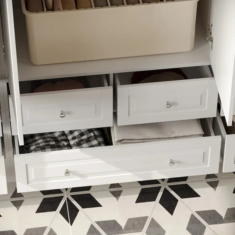 Armoire-penderie double avec miroirs en façade et rangement
