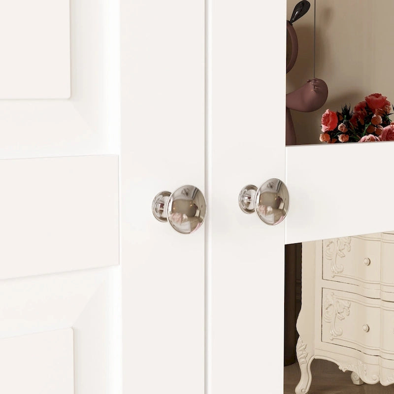 Armoire-penderie double avec miroirs en façade et rangement