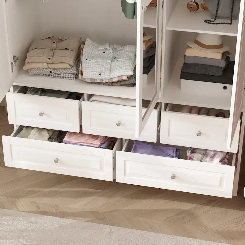 Armoire-penderie double avec miroirs en façade et rangement