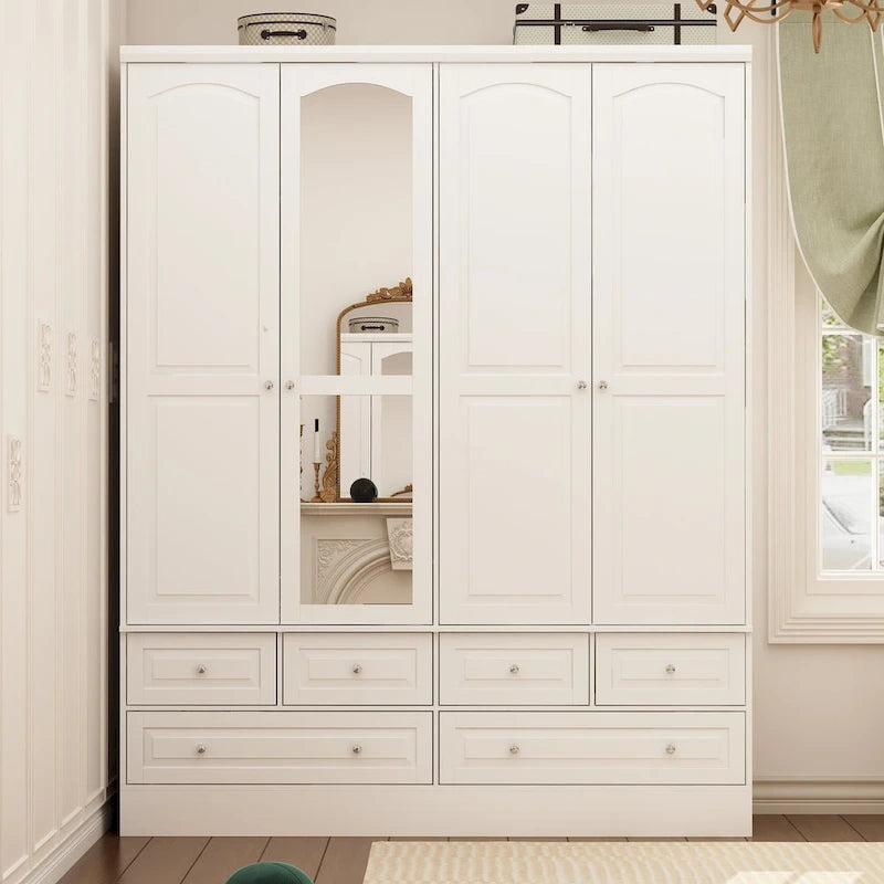 Armoire-penderie double avec miroirs en façade et rangement