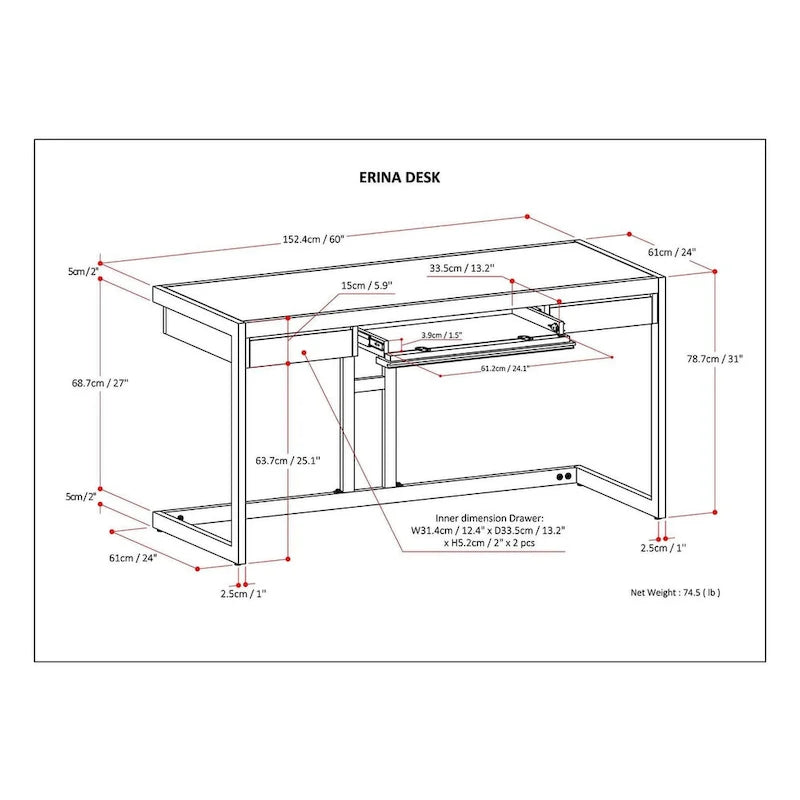 Bureau industriel en bois d’acacia massif