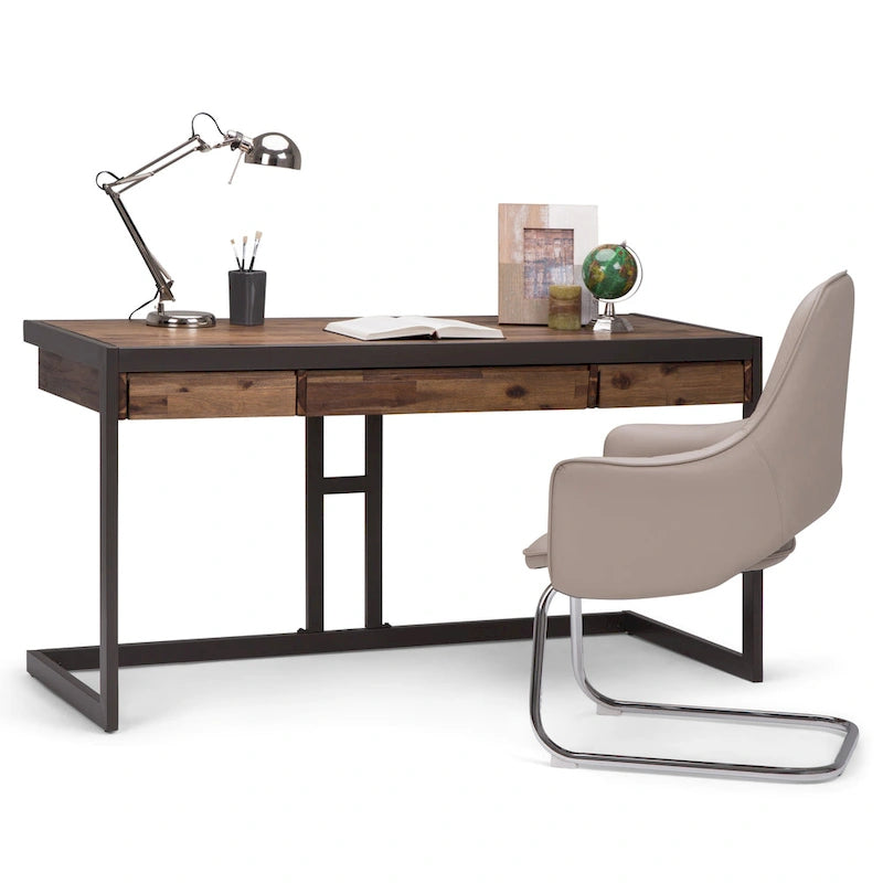 Bureau industriel en bois d’acacia massif