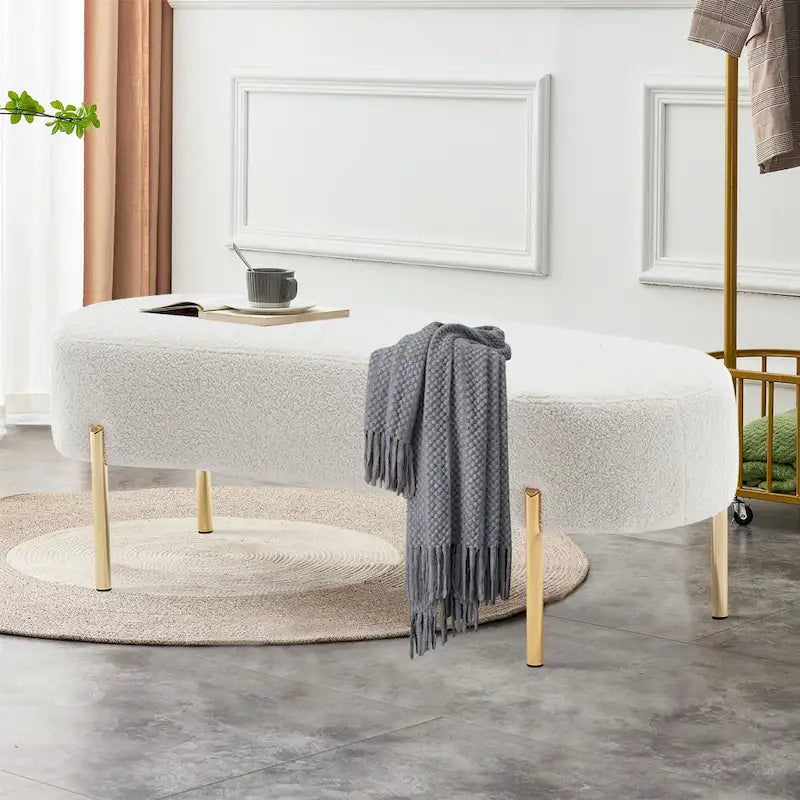 Gepolsterte Bettbank, Flurbank mit goldfarbenen Metallbeinen fürs Wohnzimmer - 45.7*15.4