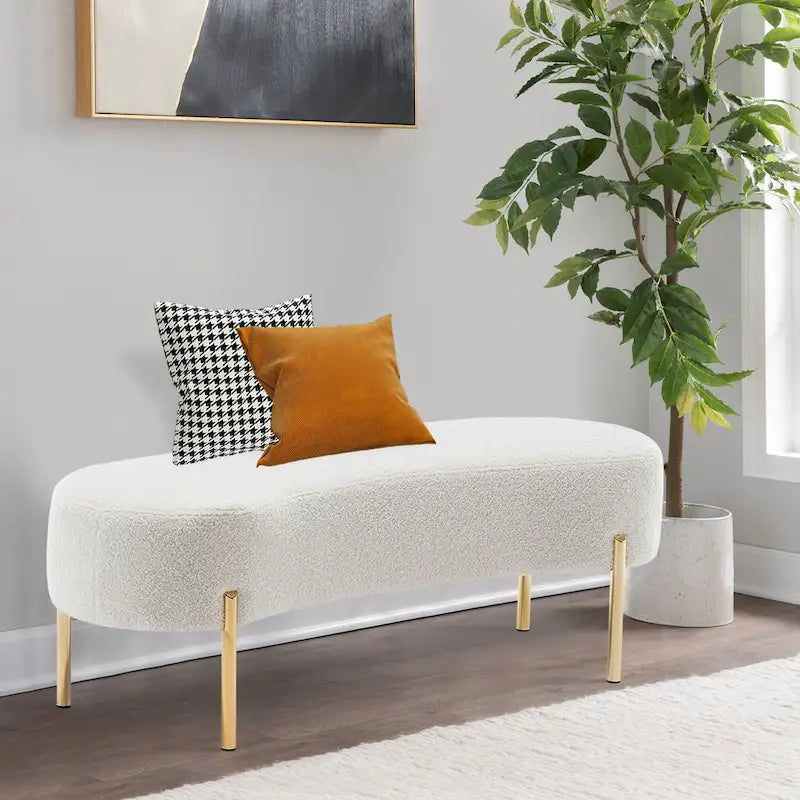 Gepolsterte Bettbank, Flurbank mit goldfarbenen Metallbeinen fürs Wohnzimmer - 45.7*15.4