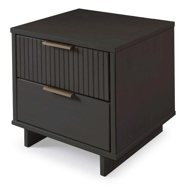 Nachttisch-Set aus Massivholz im Mid-Century-Stil mit 2 Schubladen (2er-Set)