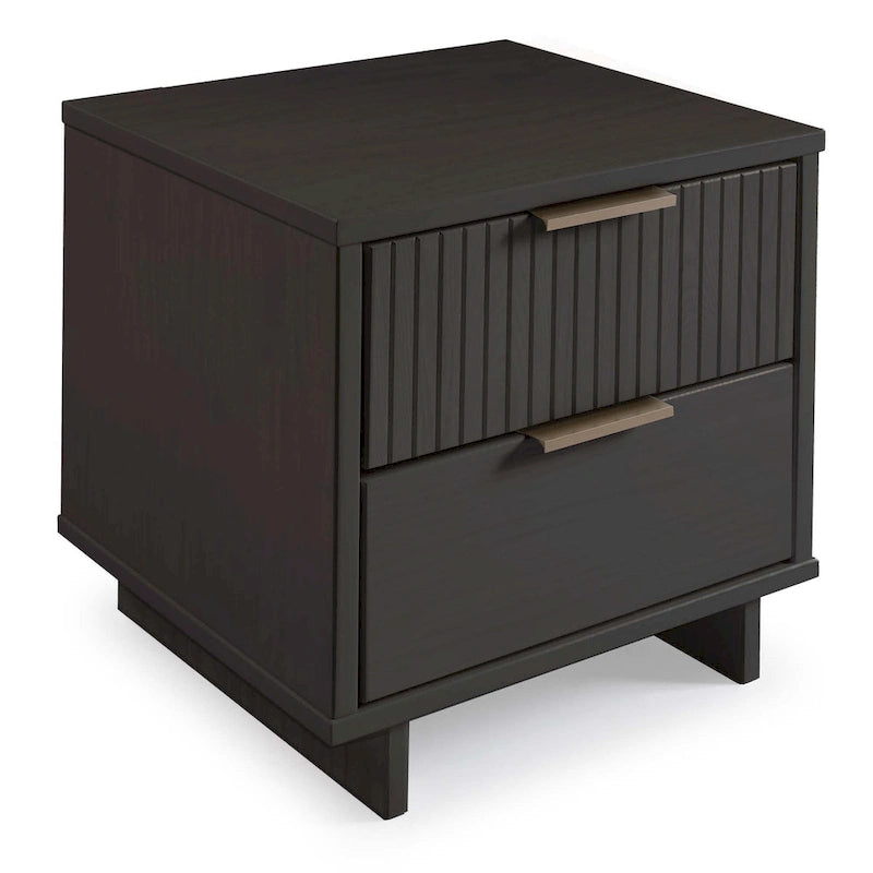 Nachttisch-Set aus Massivholz im Mid-Century-Stil mit 2 Schubladen (2er-Set)