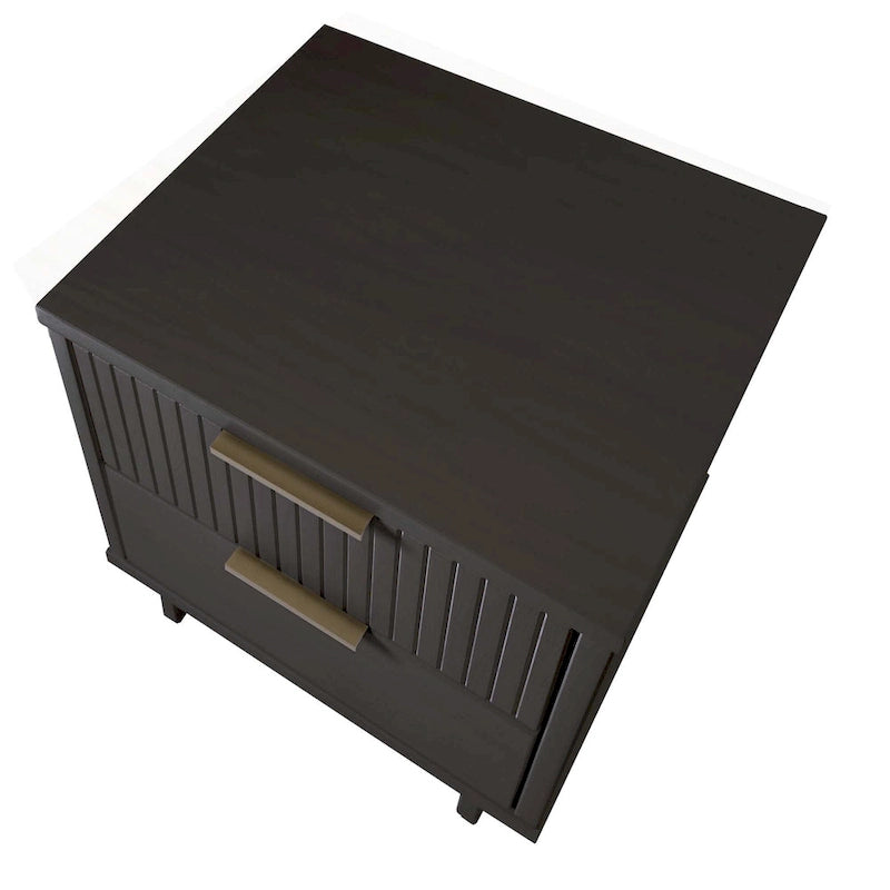 Nachttisch-Set aus Massivholz im Mid-Century-Stil mit 2 Schubladen (2er-Set)