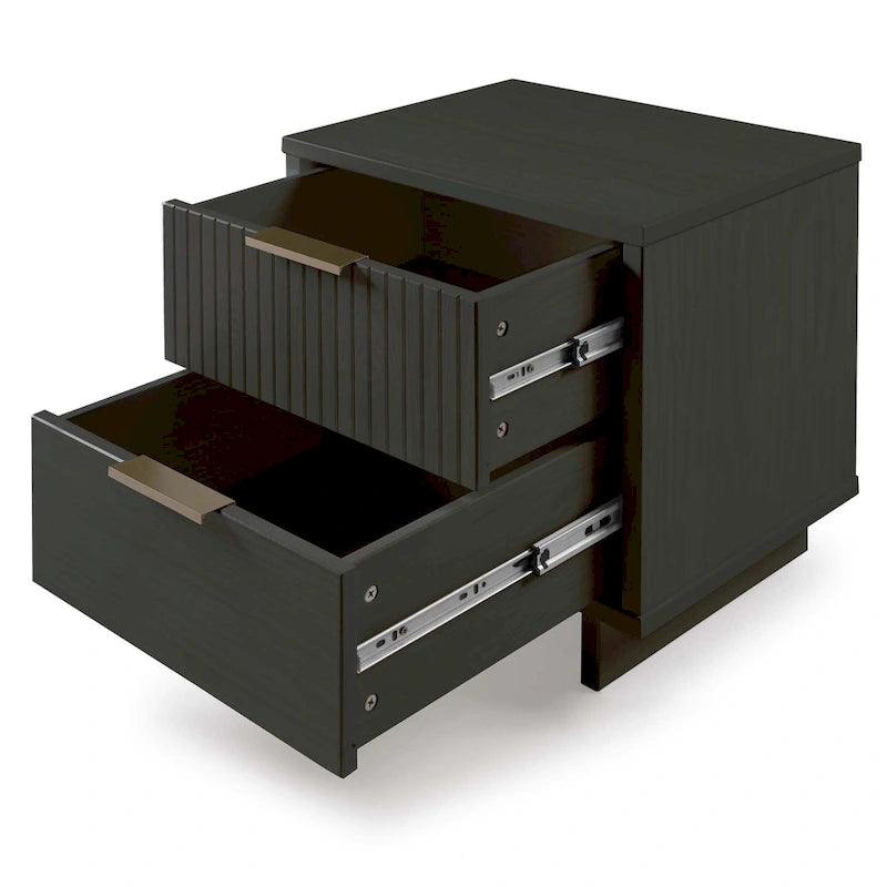 Nachttisch-Set aus Massivholz im Mid-Century-Stil mit 2 Schubladen (2er-Set)