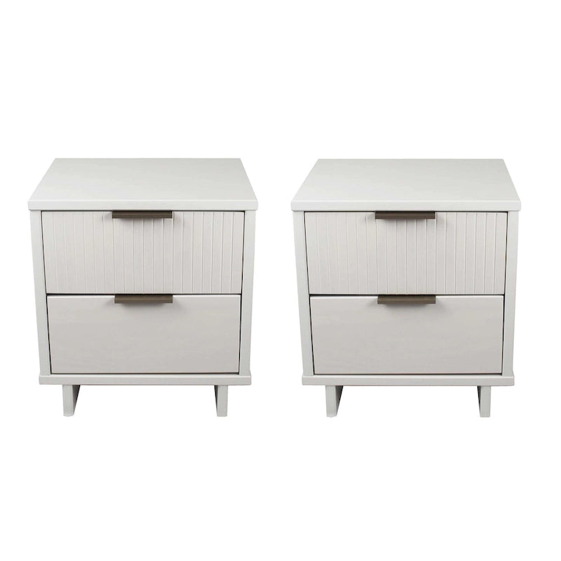 Nachttisch-Set aus Massivholz im Mid-Century-Stil mit 2 Schubladen (2er-Set)