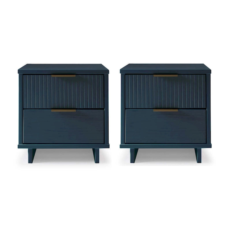 Nachttisch-Set aus Massivholz im Mid-Century-Stil mit 2 Schubladen (2er-Set)