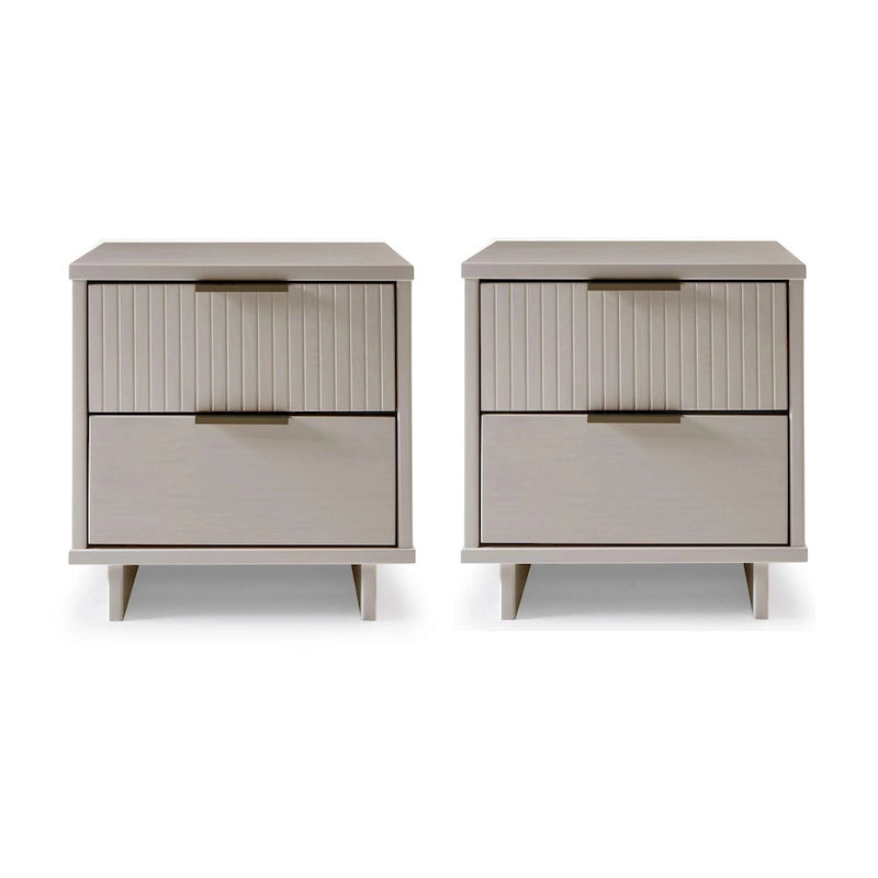 Nachttisch-Set aus Massivholz im Mid-Century-Stil mit 2 Schubladen (2er-Set)