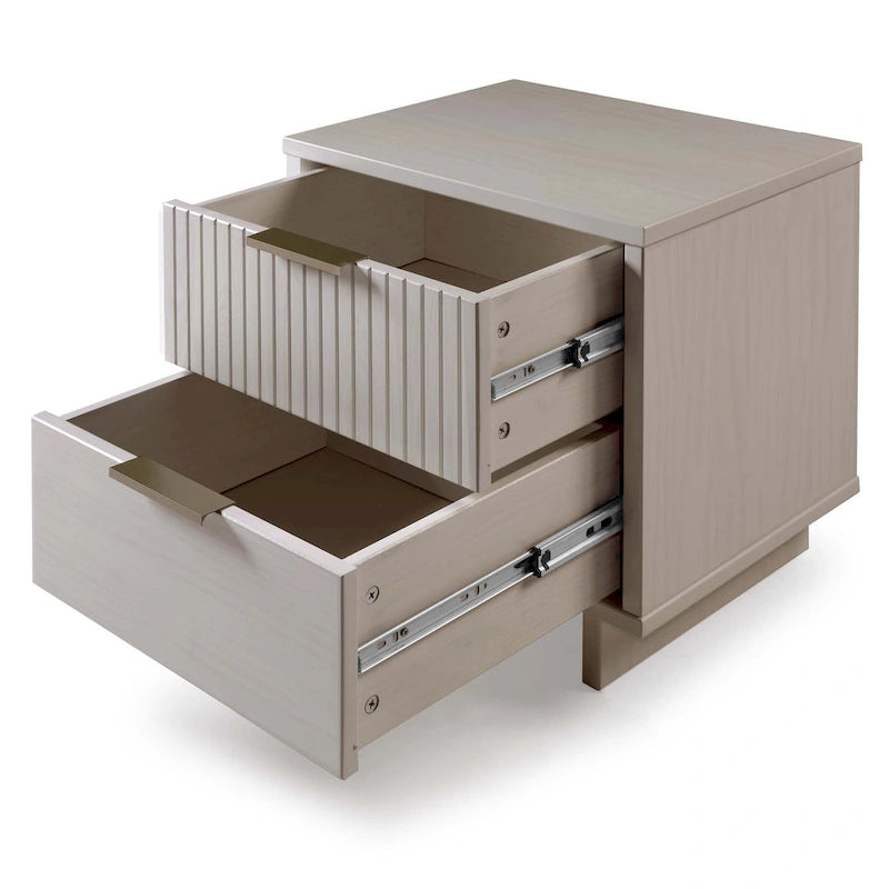 Nachttisch-Set aus Massivholz im Mid-Century-Stil mit 2 Schubladen (2er-Set)