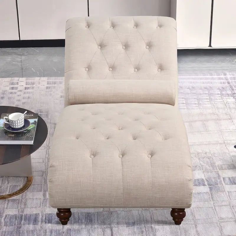 Chaise longue d’intérieur moderne sans accoudoirs en velours avec 1 coussin traversin