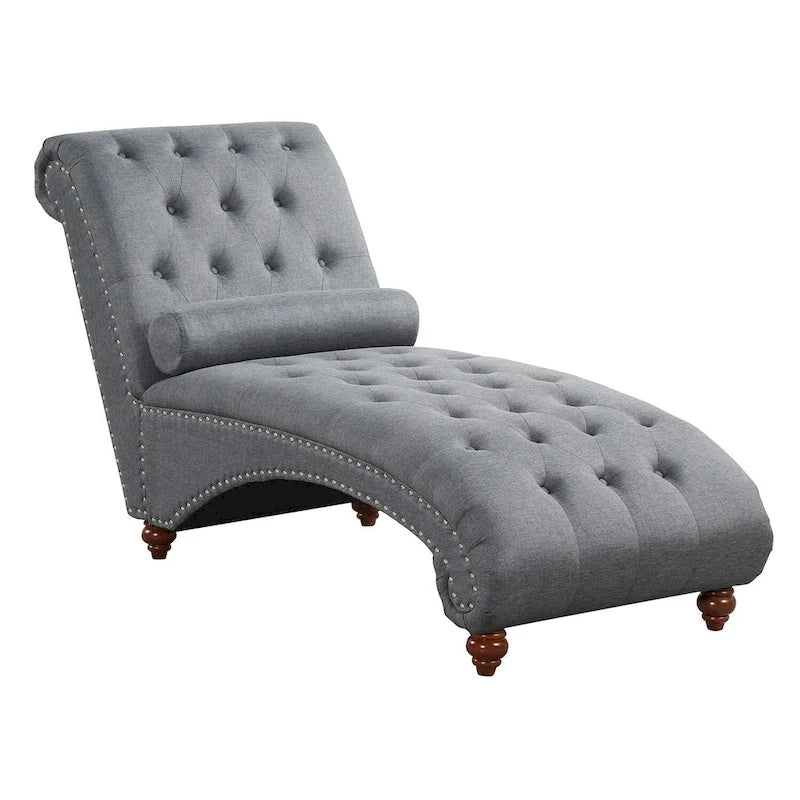 Chaise longue d’intérieur moderne sans accoudoirs en velours avec 1 coussin traversin