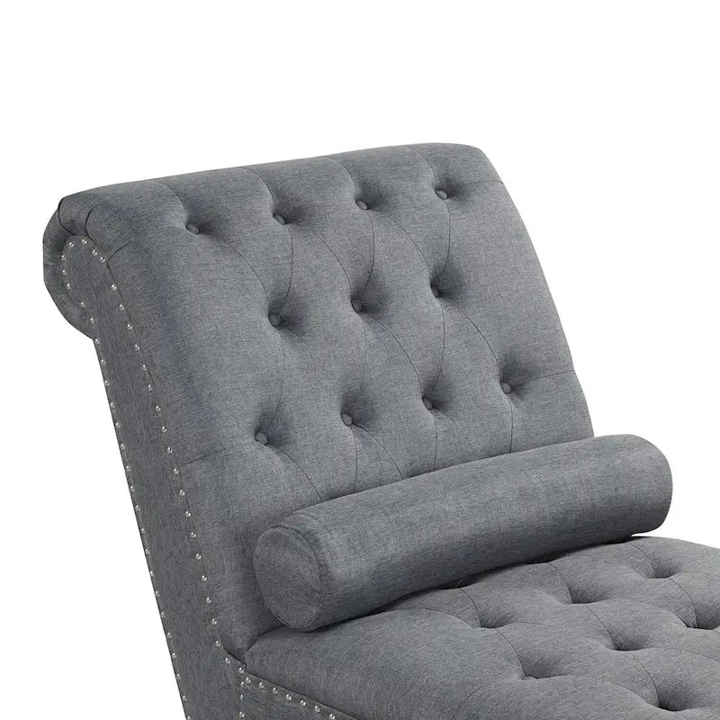 Chaise longue d’intérieur moderne sans accoudoirs en velours avec 1 coussin traversin