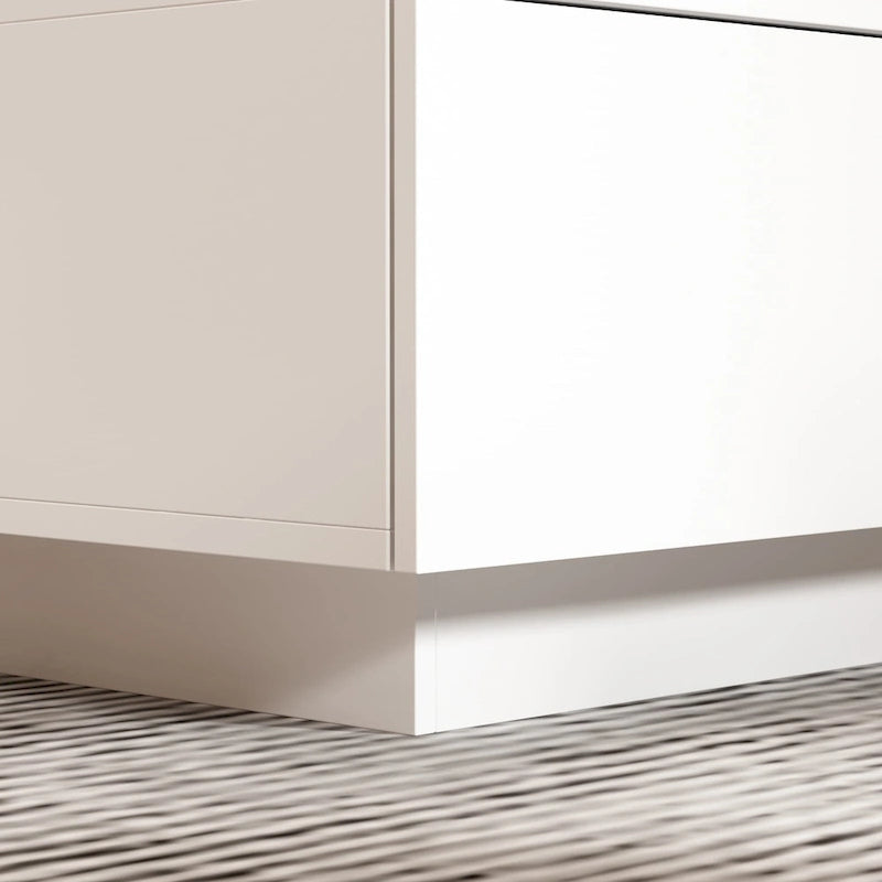 Zeitgemäßer weißer Couchtisch mit Stauraum und farbiger LED-Kante - 55.1W