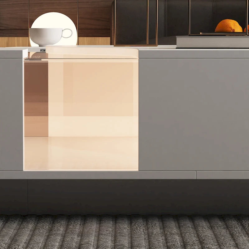 Zeitgemäßer weißer Couchtisch mit Stauraum und farbiger LED-Kante - 55.1W