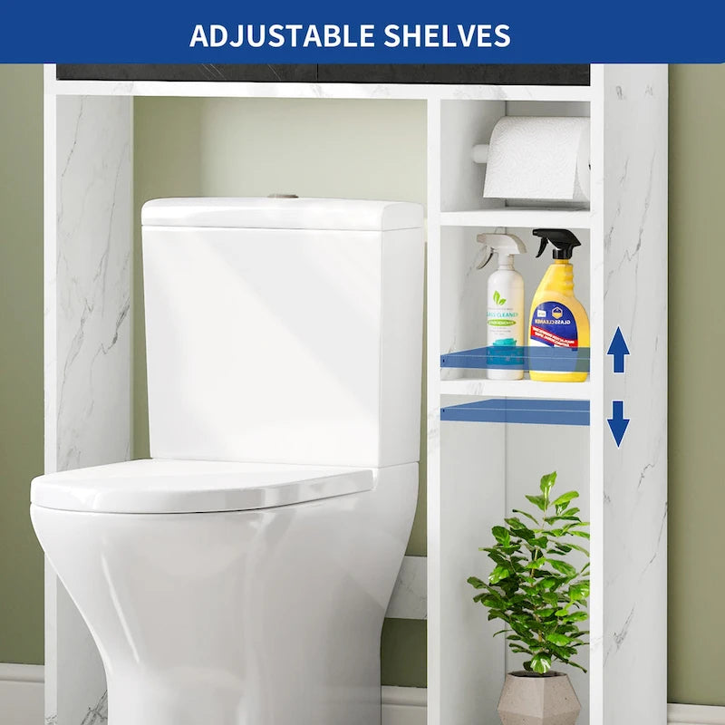 Meuble de rangement de salle de bain à placer au-dessus des toilettes, avec tiroirs et étagères