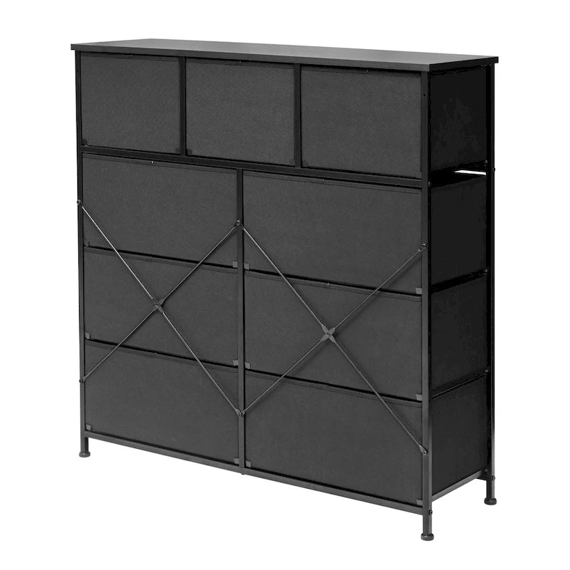 Extra breite Kommode mit 9 Stoffschubladen und Organizer