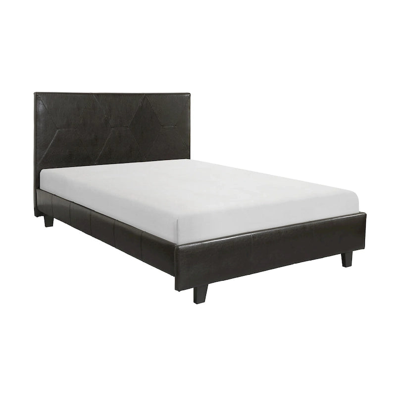 Bettgestell in Kingsize, braunes Kunstleder, Massivholz