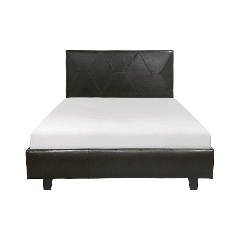 Bettgestell in Kingsize, braunes Kunstleder, Massivholz