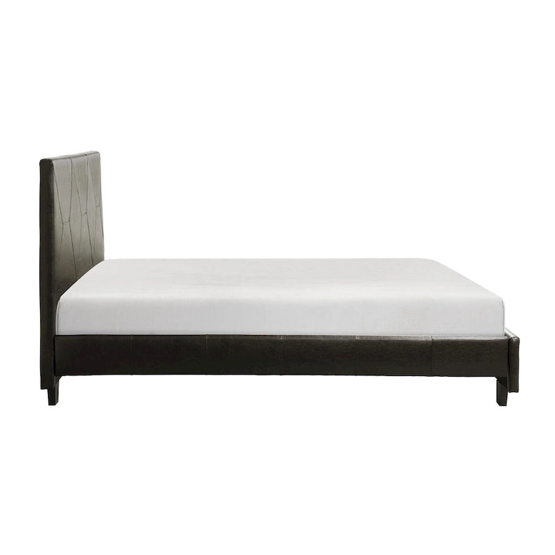 Bettgestell in Kingsize, braunes Kunstleder, Massivholz