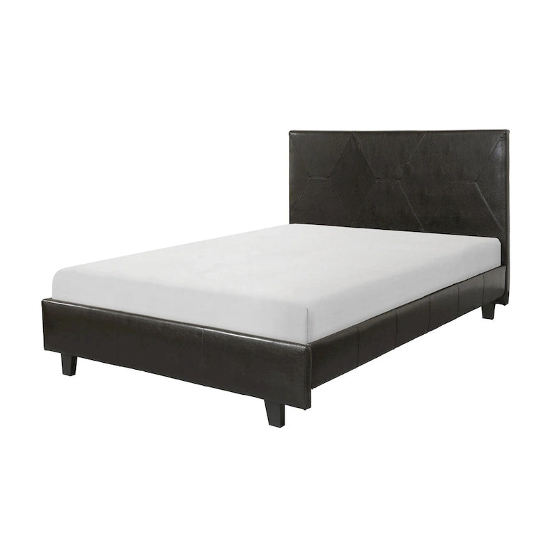 Bettgestell in Kingsize, braunes Kunstleder, Massivholz