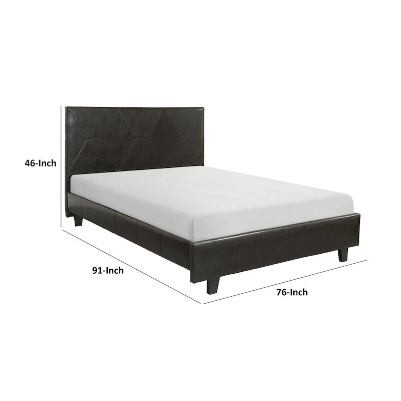 Bettgestell in Kingsize, braunes Kunstleder, Massivholz