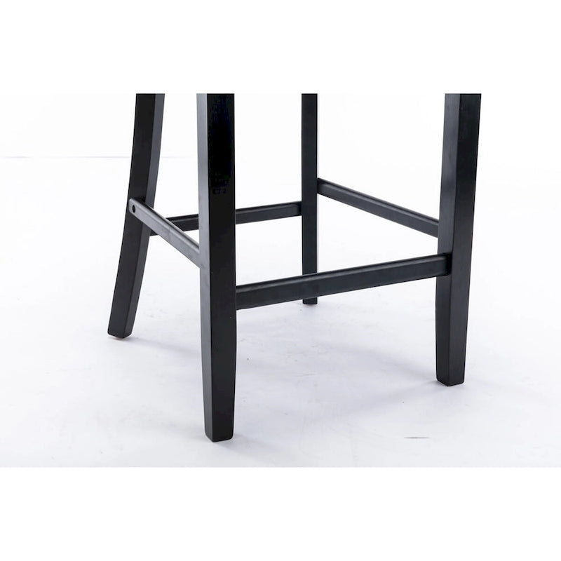 Tabourets de bar rembourrés en velours avec décoration capitonnée à boutons, pieds en bois, garniture de clous chromés, style décontracté